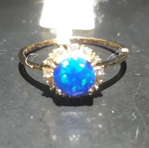 Natural Blue Fire Opal Ring E10